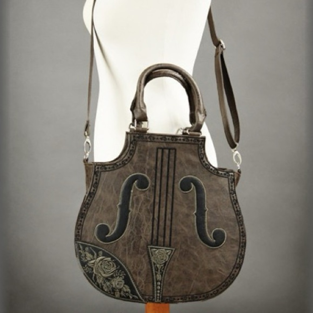 Brown Violin-Shaped Crossbody Bag